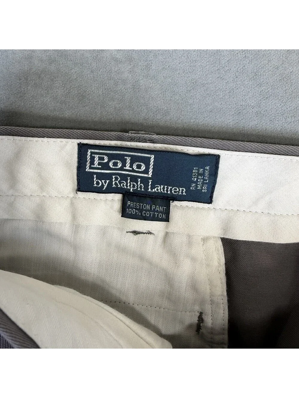 Polo Ralph Lauren Chino Pants Mens 38x32 Gray Preston Straight Twill Vintage